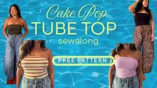 Thumbnail: FREE PATTERN Cake Pop Tube Top Sewalong | Knit Tube Top Sewing Pattern with Built in Bra