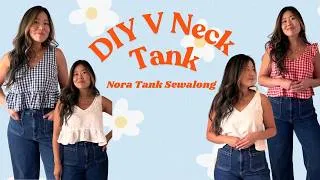 Thumbnail: Nora Tank Sewalong | Beginner friendly V Neck Tie Strap Tank Sewing Pattern