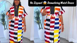 Thumbnail: How to Sew a Drawstring Waist Dress with Built-Up Neckline ✂️ Elegant & Beginner Friendly