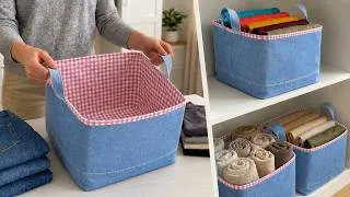 Thumbnail: Make a Large Clothes Storage Box from Old Jeans – Genius Tips to Save Money at Home!