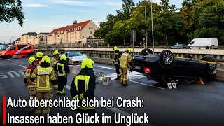 Thumbnail: Auto überschlägt sich bei Crash: Insassen haben Glück im Unglück #germany | SH News German
