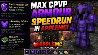 Thumbnail: ⚔️ Max CPvP Armour Speedrun in AppleMC! 🔥 #Minecraft #AppleMC
