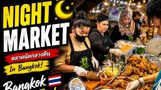 Thumbnail:     Bangkok Night Market Street Food 🌙 | Crazy Crispy Chicken!and many food 🍱.
