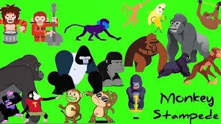Thumbnail: animal stampede part - 8 | monkey stampede green screen | gorilla version | monkey run