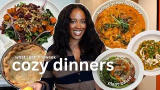 Thumbnail: A week of cozy & nourishing plant-based dinners | harissa butter beans, warm salad, pot pie, & more!