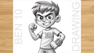 Thumbnail: Ben 10 cartoon outline drawing easy - How to draw ben 10 drawing step by step - easy ben 10 drawing