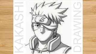 Thumbnail: Kakashi Hatake outline drawing easy - Anime drawing - How to draw kakashi hatake face drawing easy