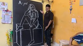 Thumbnail: How to draw sitting girl using letter A #drawingtutorial 