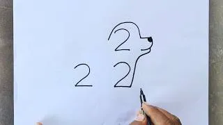 Thumbnail: How To Draw Dog From Number 222 | Dog Drawing Tutorial | Dog Drawing Easy