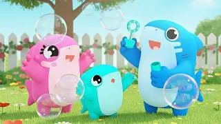 Thumbnail: Sharks Play Outside with Bubbles! | Nursery Rhymes & Kids Songs | Shark Academy