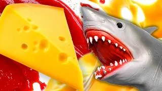 Thumbnail: SHARK PUPPET 🦈 VS FOOD 🧀