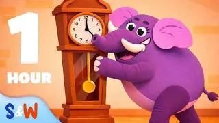 Thumbnail: Hickory Dickory Dock 🐘🦣🐂🦒 Animal Edition + More Nursery Rhymes | 1 Hour | S&W