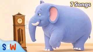 Thumbnail: 7 Hickory Dickory Dock Songs w/ Elephant, Mammoth, Bull, Giraffe | S&W Nursery Rhymes