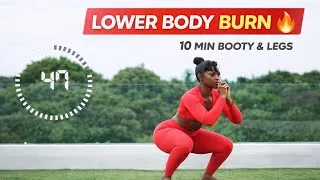 Thumbnail: 10 MIN LOWER BODY BURN 🔥 | At Home Booty & Legs Workout