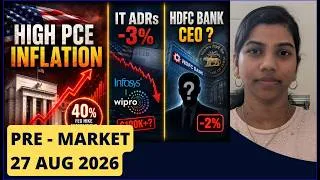 Thumbnail: US PCE Inflation Shock + IT ADRs Crash !! What It Means for Nifty | Pre Market report & 27 Aug 2026