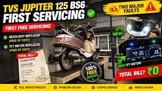 Thumbnail: My TVS Jupiter 125 BS6 First Service😱 | 2 MAJOR FAULTS + FREE HEADLIGHT & TFT METER! | Service Cost?