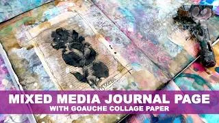 Thumbnail: Mixed media journal page with goauche collage papers #mixemedia