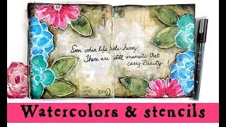 Thumbnail: Using my watercolors with stencils #mixedmedia #watercolors