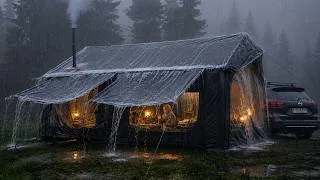 Thumbnail: Alone Against The Storm: Relaxing Heavy Rain Camping  [4K] | Non-Stop Heavy Rain Camping -  ASMR
