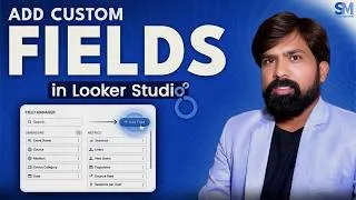 Thumbnail: Add Custom Fields in Looker Studio 🔥 | Create Calculated Fields (Step-by-Step Hindi)