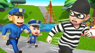 Thumbnail: Stop! Monkey Police Catches Bad Guys🚨🕵️| Police Officer Song | Sheriff Zozo - Kids Songs & Cartoons