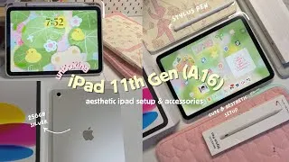 Thumbnail: Ipad 11th Gen (A16) unboxing🪽 | ipad aesthetic setup customization & accessories 🍀