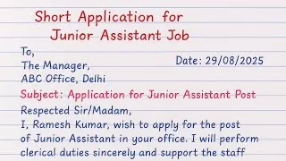 Thumbnail: Short Application for Junior Assistant Job | Application for Junior Assistant Post | Job Application