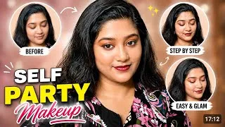Thumbnail: SELF PARTY MAKEUP FOR BEGINNERS ✅| PARTY MAKEUP AT HOME | SUMMER GLOWY BASE 🥰