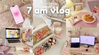 Thumbnail: 7 am morning vlog 🎀 cozy & productive, journaling, calm day in my life, routine after work🌷