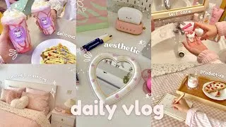 Thumbnail: Productive daily routine💗🌷cozy morning, grocery shopping 🛍️ cleaning & organizing, what I eat…🎀