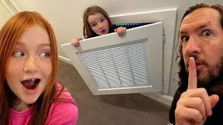 Thumbnail: Hidden Vent SECRET ROOM for Niko's 8th Birthday!!  Spy Base inside our House & present hide n seek