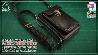 Thumbnail: Leather Crossbody Bag That Turns into a Belt Bag | Lockable + Dual Zip Pockets (DIY)