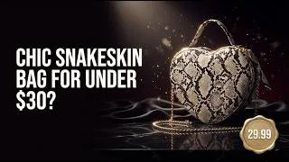 Thumbnail: Khaki Snakeskin Faux Leather Heart Embroidery Crossbody Bag