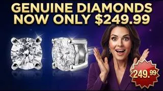 Thumbnail: Lab Grown Diamond Solitaire Stud Earrings in Sterling Silver 1.10 ctw