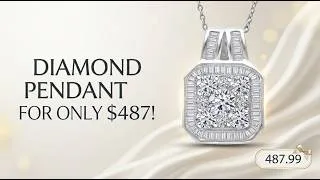 Thumbnail: Lab Grown Diamond Empire Geometry Pendant Necklace 2.00 ctw