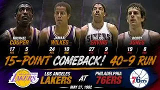 Thumbnail: Lakers Overcome 15-Point Deficit with a 40-9 Run! 🔥 1982 NBA Finals Game 1 vs 76ers