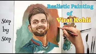 Thumbnail: Realistic Painting of Virat Kohli // Oil Painting // Step By Step , Technique , Demonstration