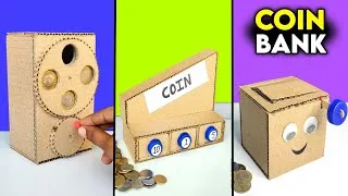 Thumbnail: 3 cardboard coin bank , how to make cardboard ATM , Easy school projects 