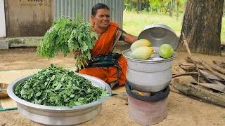 Thumbnail: Mango inside Moringa Rasam | Boiled Mango Rasam in Village | Moringa Leaf Poriyal Cooking in Village