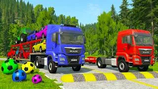 Thumbnail: BeamNG.Drive Flatbed Truck Mcqueen | Transportation with Truck - Pothole vs Car #9