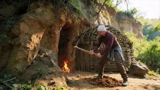 Thumbnail: Building a Woven Shelter Hidden under a Clay Cliff | Solo Bushcraft