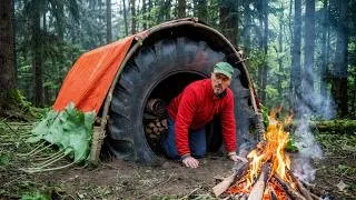 Thumbnail: I Built a 100% Rainproof Monster Tire Shelter to Stay Dry in the Wilderness (Bushcraft Survival)