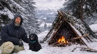 Thumbnail: Winter Survival Shelter In Falling Snow | Staying Dry And Warm With My Dog
