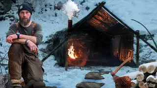 Thumbnail: Winter Bushcraft Shelter & Building an Inside Fire Place | –15°C Solo Winter Camping with My Dog