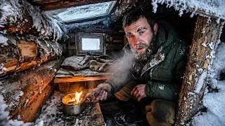 Thumbnail: 10 Hours Alone in a Broken Log Shelter in Extreme Cold