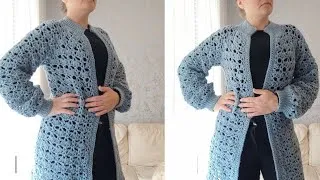 Thumbnail: Crochet #112 How to crochet a "vintage look" ladies long lace cardigan  ( bigger and smaller sizes )