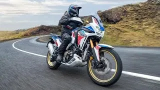 Thumbnail: Honda Africa Twin Adventure Sports passes a Harley Davidson