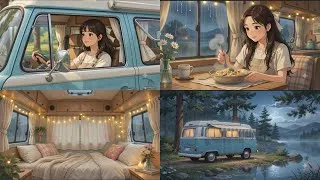 Thumbnail: Living alone diaries ☔️| Camping Alone in Heavy Rain ⛈️ | Cozy Rainy night 🌙|Ghibli-style ASMR 
