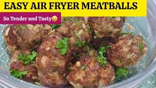 Thumbnail: HOMEMADE MEATBALLS IN AIR FRYER THAT TURN OUT PERFECTLY TENDER AND JUICY EVERY TIME. READY IN 15MINS