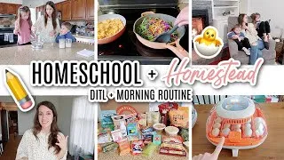 Thumbnail: DITL of a Homeschooling + Homesteading  Mom of 3 // Homeschool Morning Routine
